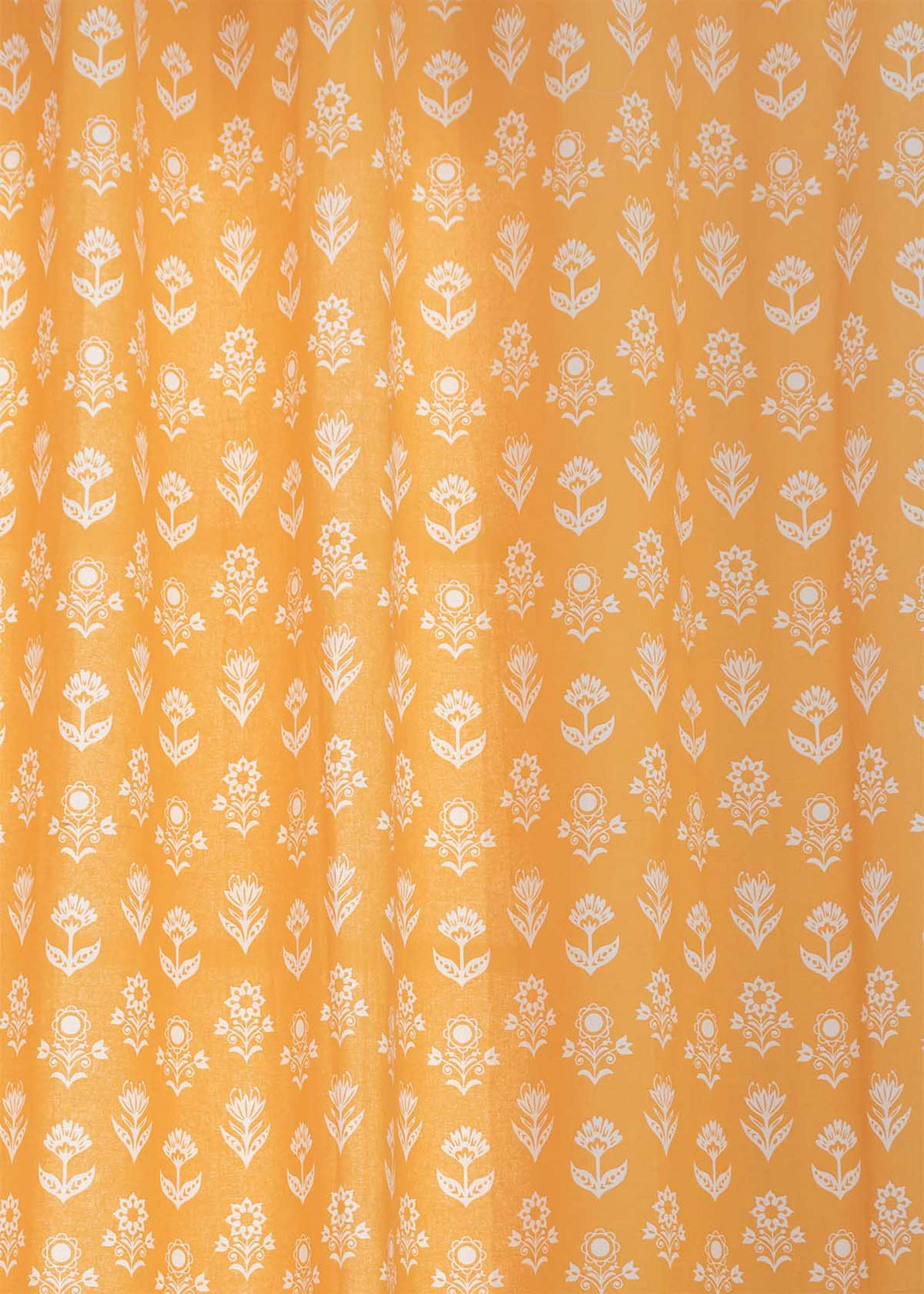 Dahlia Mustard 100% cotton floral curtain for living room - Room darkening - Single Piece