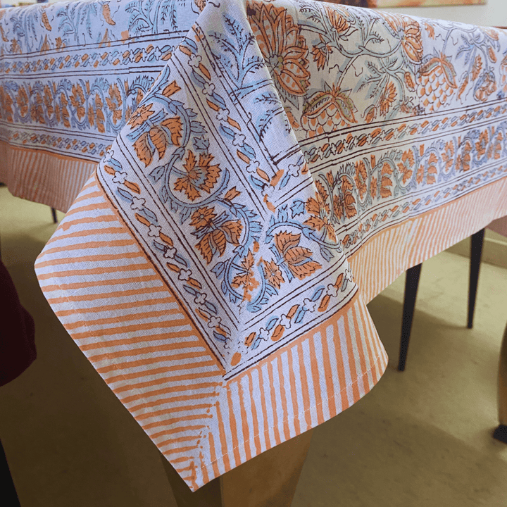 Champa 6 Seater Dining Table Cover, 100% Cotton, 60" x 90" | SHOBITAM
