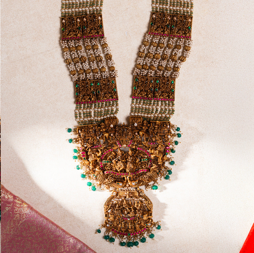 Pure 92.5 Silver Gold-Plated Krishna Raas Leela Haaram