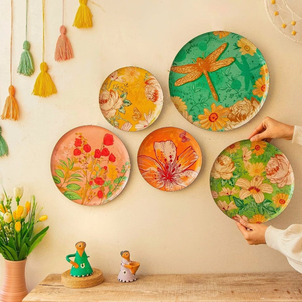 Pastel Blooms Wall Plates-Set of 5