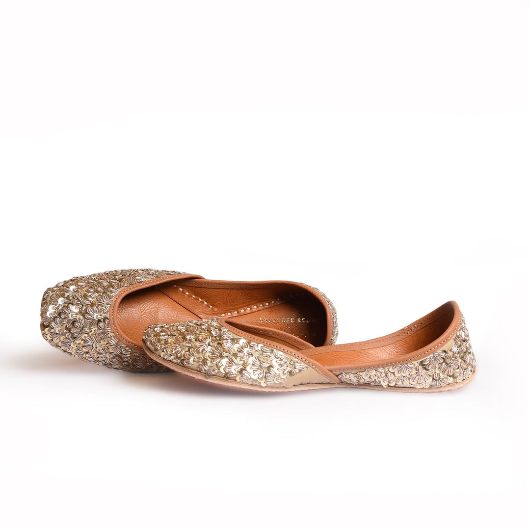 CELEBRATION : Pastels and Pop X Anushree Reddy Metallic Silver Sequin Punjabi Juttis