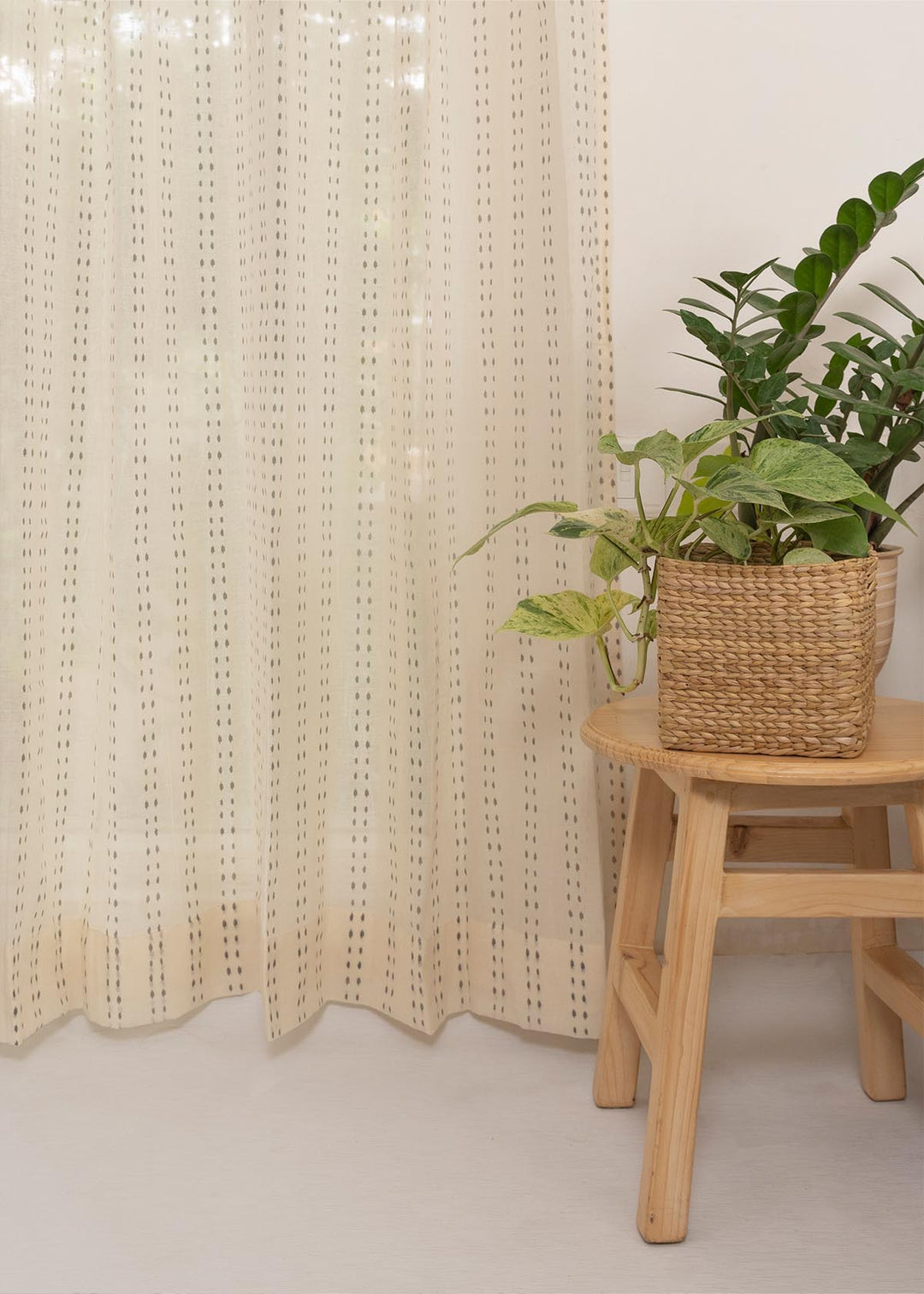 Dew 100% Sheer minimal curtain for Living room & bedroom - Light filtering - Cream - Single Piece | SHOBITAM
