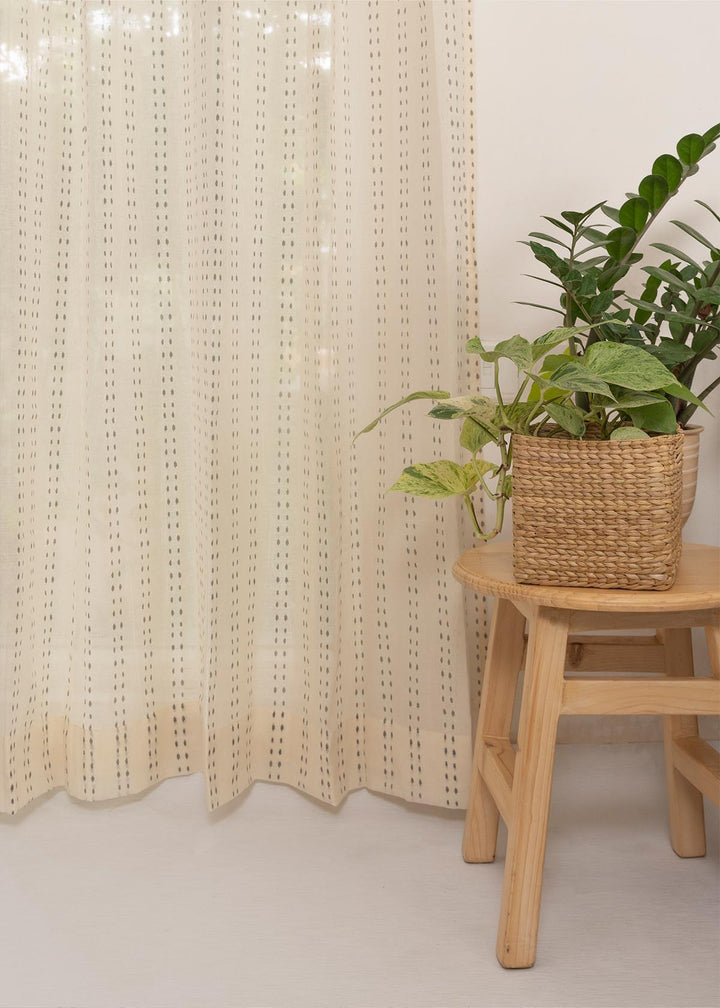 Dew 100% Sheer minimal curtain for Living room & bedroom - Light filtering - Cream - Single Piece | SHOBITAM