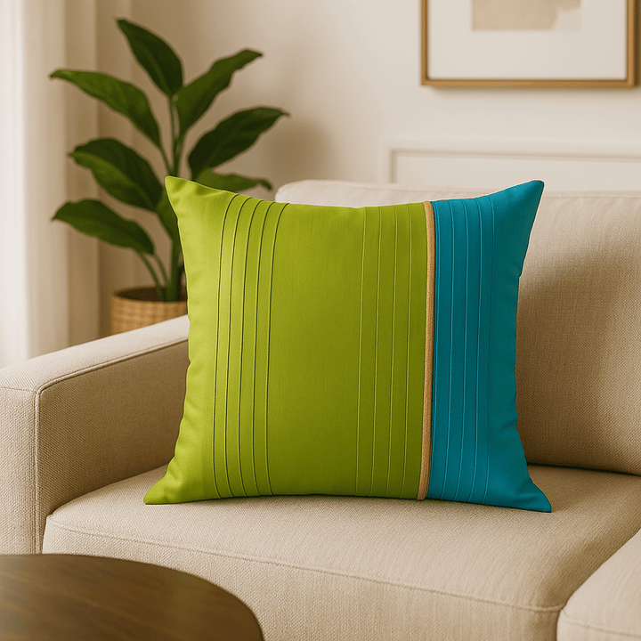 Amber Dhara Green Cushion Cover, 16" x 16",Pack of 1 | SHOBITAM