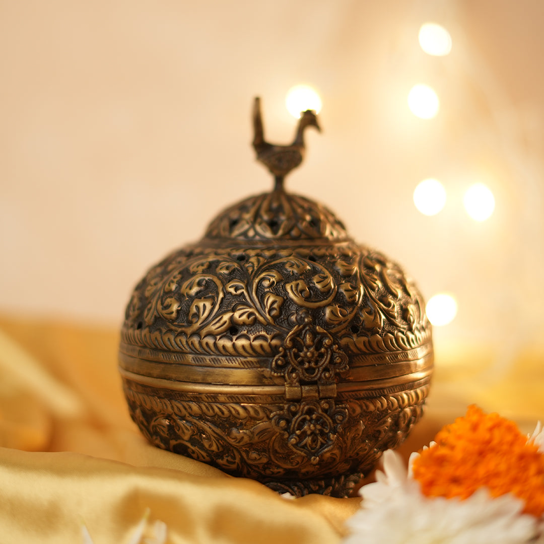 Heritage Brass Dhoop Dani Incense & Loban Burner
