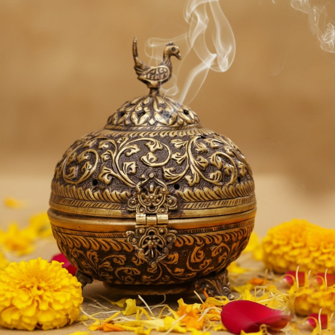Heritage Brass Dhoop Dani Incense & Loban Burner