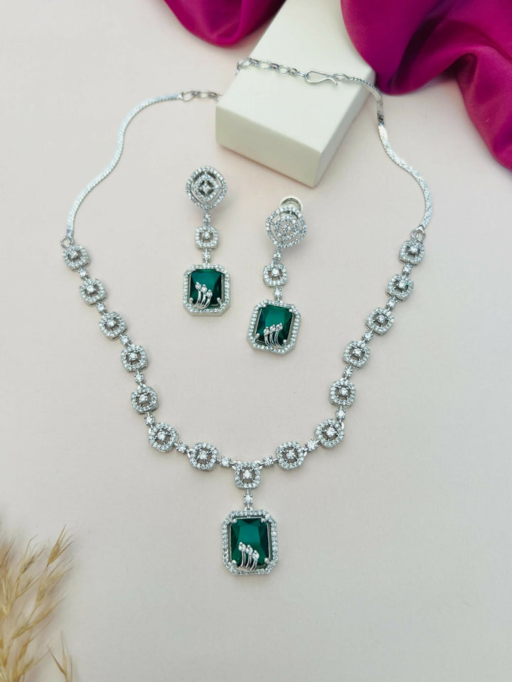 Classic American Diamond Necklace Set | SHOBITAM