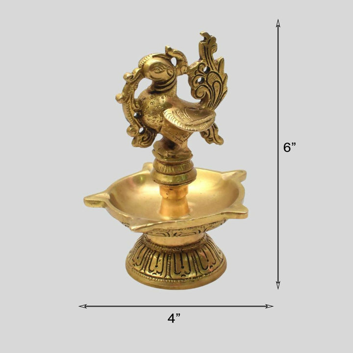 BRASS PEACOCK DIYA 6*4*4 | SHOBITAM