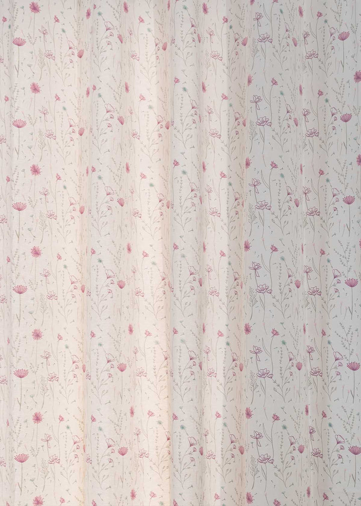 Drifting Dandelion Lavender 100% cotton floral curtain for kids room, living room - Light Reduction - Single Piece | SHOBITAM