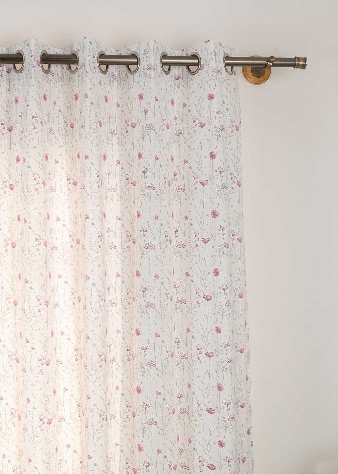 Drifting Dandelion Lavender 100% cotton floral curtain for kids room, living room - Light Reduction - Single Piece | SHOBITAM
