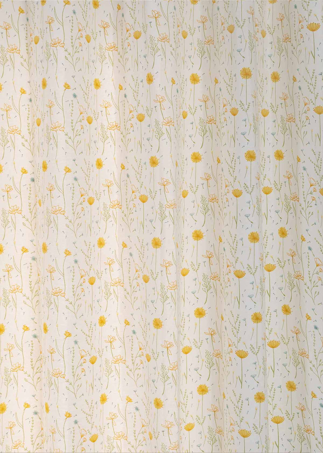 Drifting Dandelion Yellow 100% cotton floral curtain for kids room, living room - Light Reduction - Single Piece | SHOBITAM