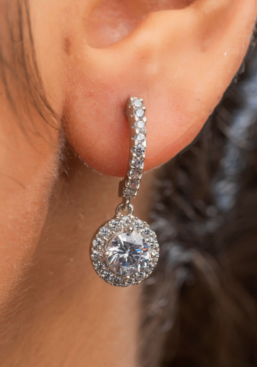 925 Silver Stone Studded Charm Earrings, Workwear jewelry | Shobitam Jewelry
