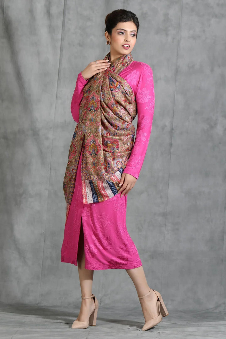 Sara Ali Khan in Cashmere Kalamkari and Thread Work Stole, 28X80