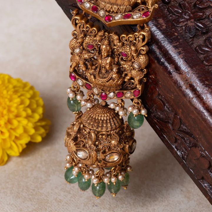 Pure 92.5 Silver, Gold Plated Gajalakshmi Mayura Jada