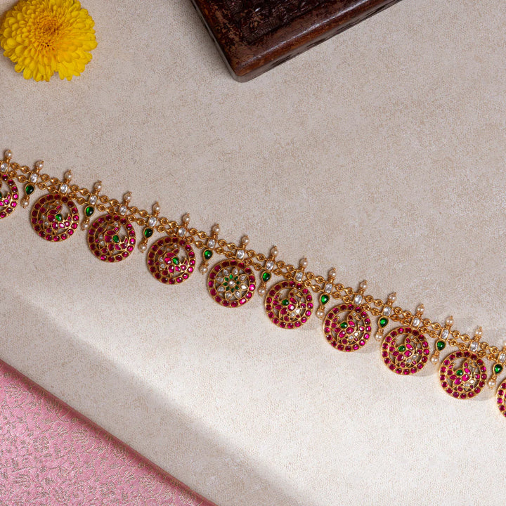 Pure 92.5 Silver, Gold Plated Gulab Kriti Oddiyanam