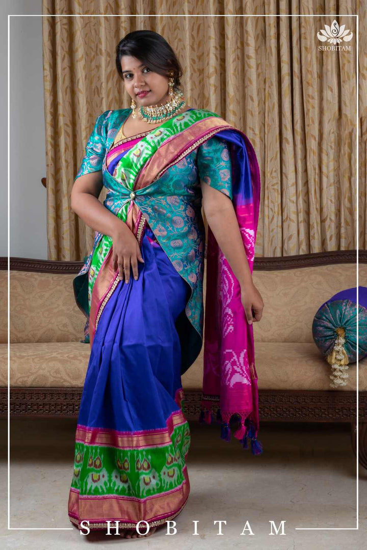 Pure Kanjivaram Brocade Saree Coat in V shape open neck pattern - with Custom Made Measurements