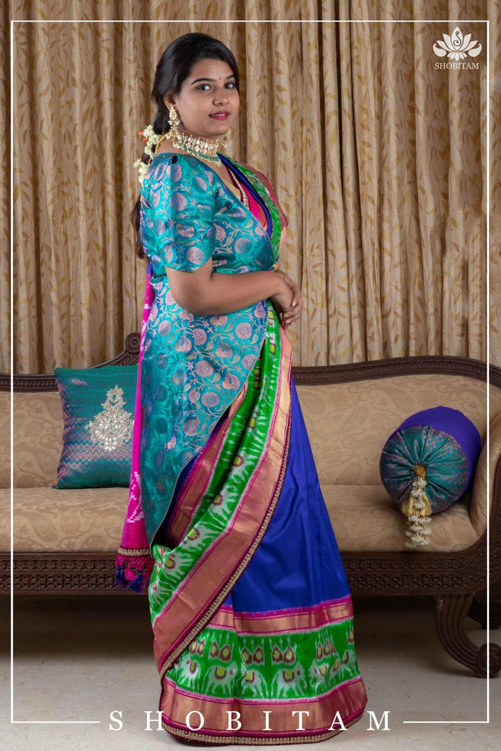 Pure Kanjivaram Brocade Saree Coat in V shape open neck pattern - with Custom Made Measurements