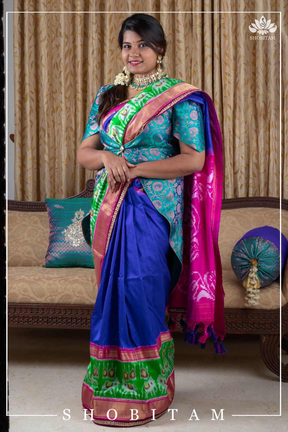 Pure Kanjivaram Brocade Saree Coat in V shape open neck pattern - with Custom Made Measurements