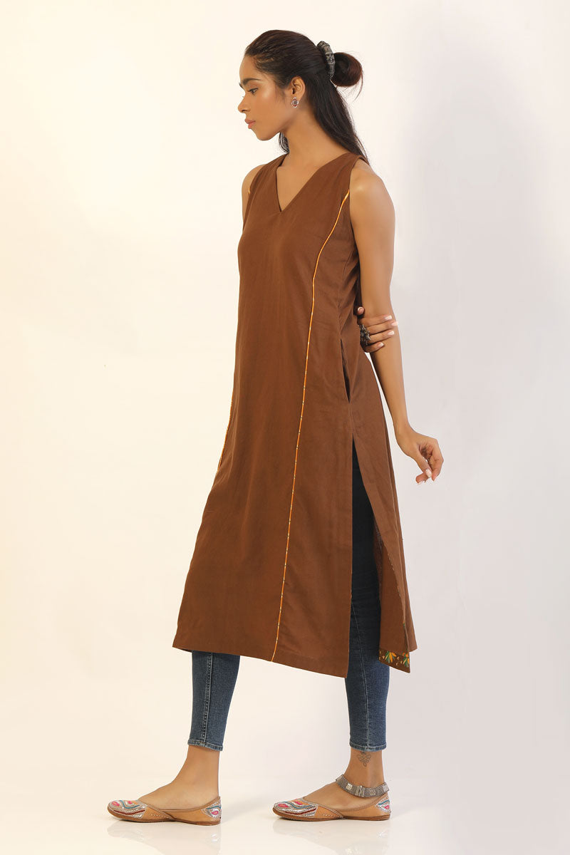 Earth Brown Kurti | SHOBITAM