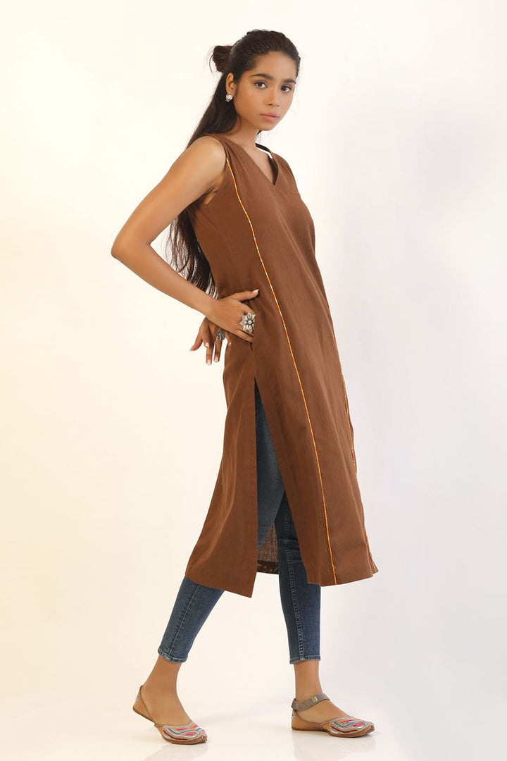 Earth Brown Kurti | SHOBITAM