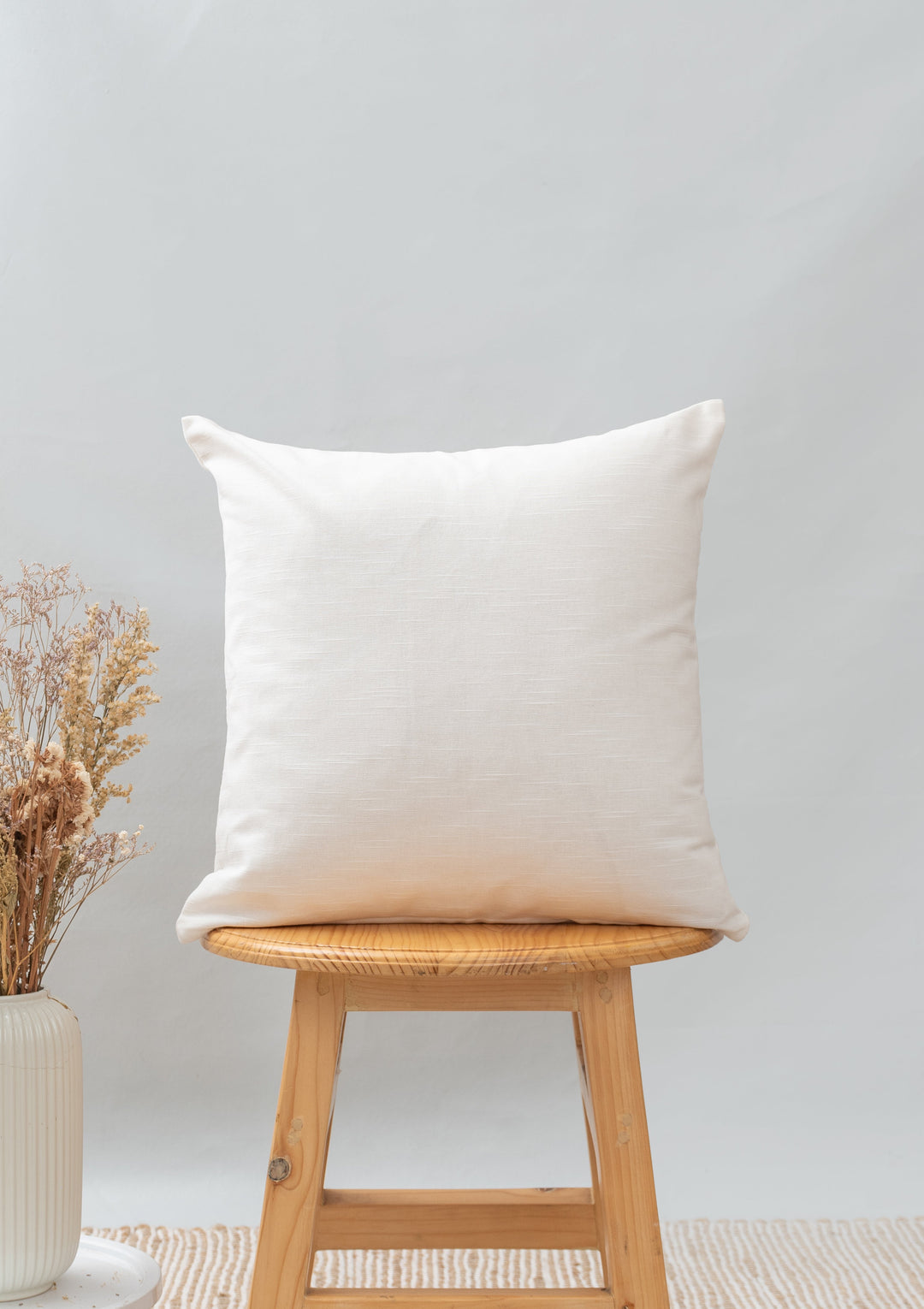 Solid Off White Plain Cushion Cover – 100% Cotton | SHOBITAM