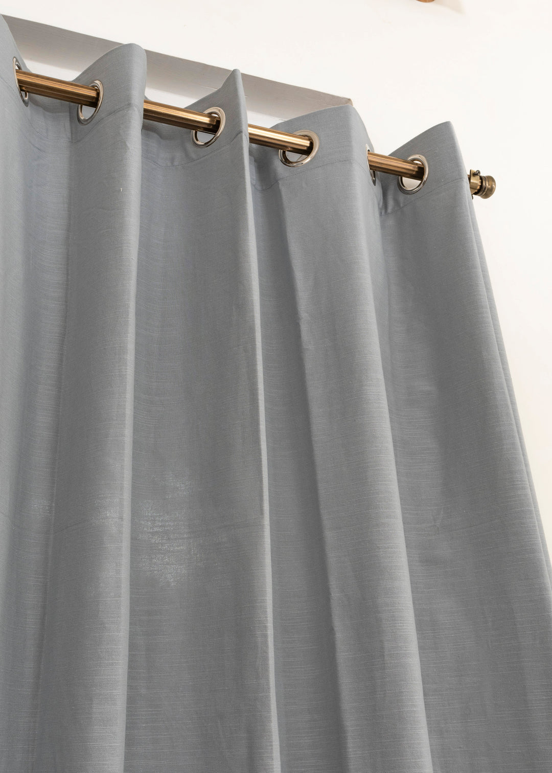 Solid Ultimate grey 100% cotton plain curtain for bedroom - Room darkening - Single Piece