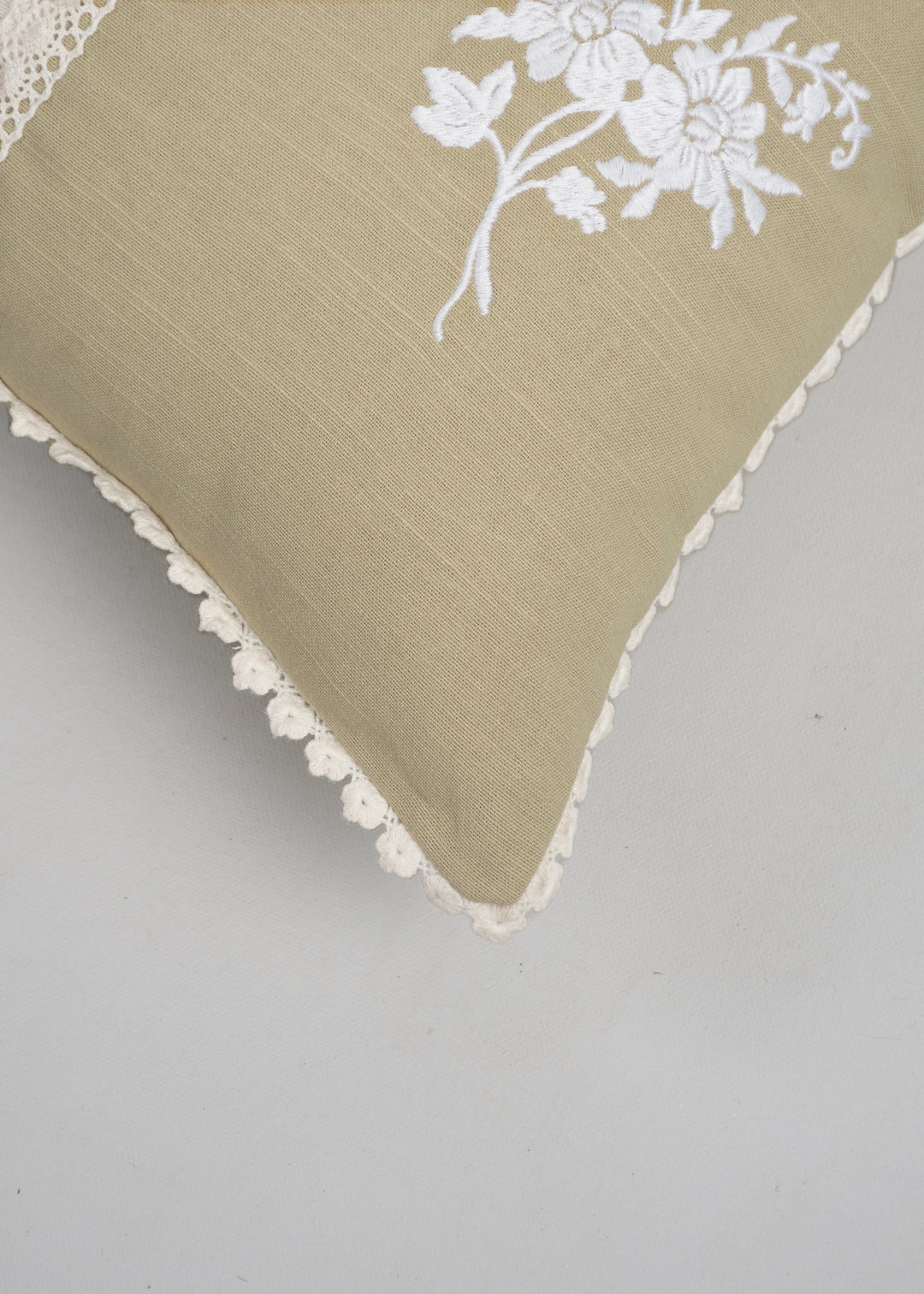 Celeste Nile Blue Embroidered Cushion Cover for Sofa – 100% Cotton 12" x 20" | SHOBITAM