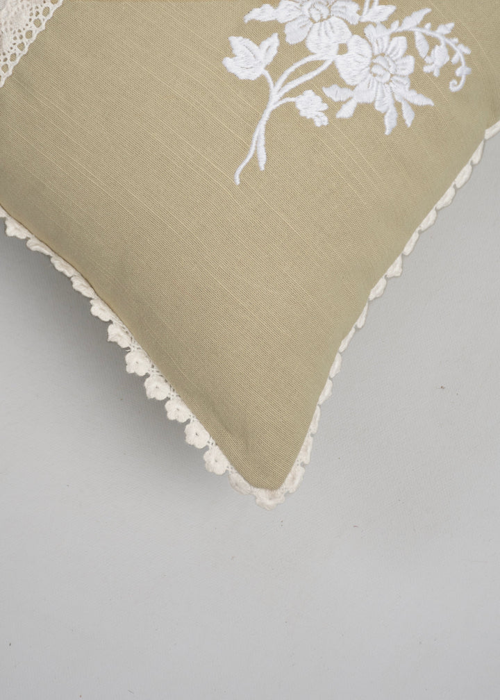 Celeste Nile Blue Embroidered Cushion Cover for Sofa – 100% Cotton 12" x 20" | SHOBITAM