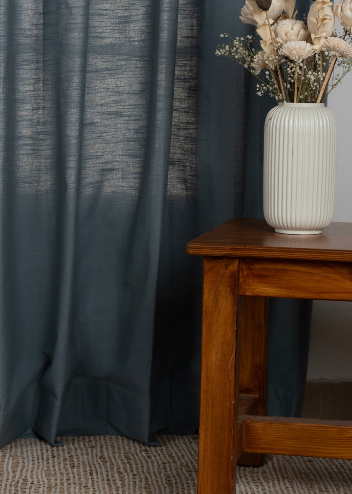 Solid Mist Blue 100% cotton curtain for Living room and bedroom - Room darkening - Single Piece | SHOBITAM