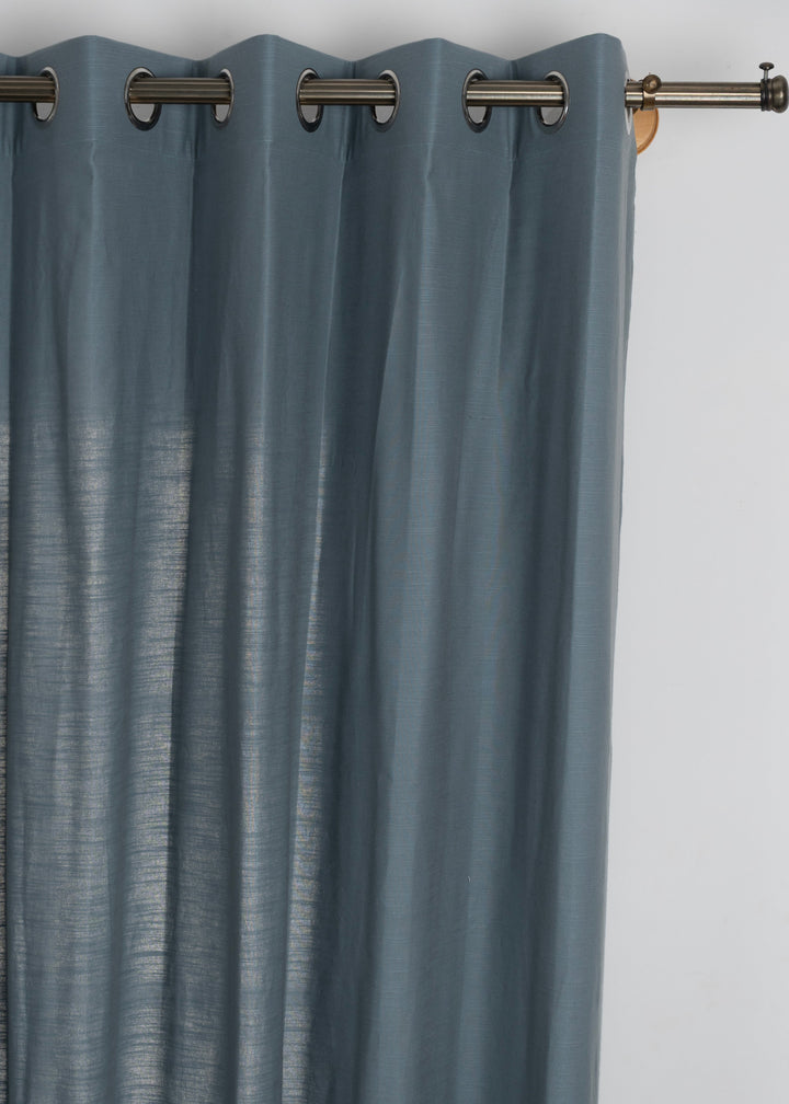 Solid Mist Blue 100% cotton curtain for Living room and bedroom - Room darkening - Single Piece | SHOBITAM