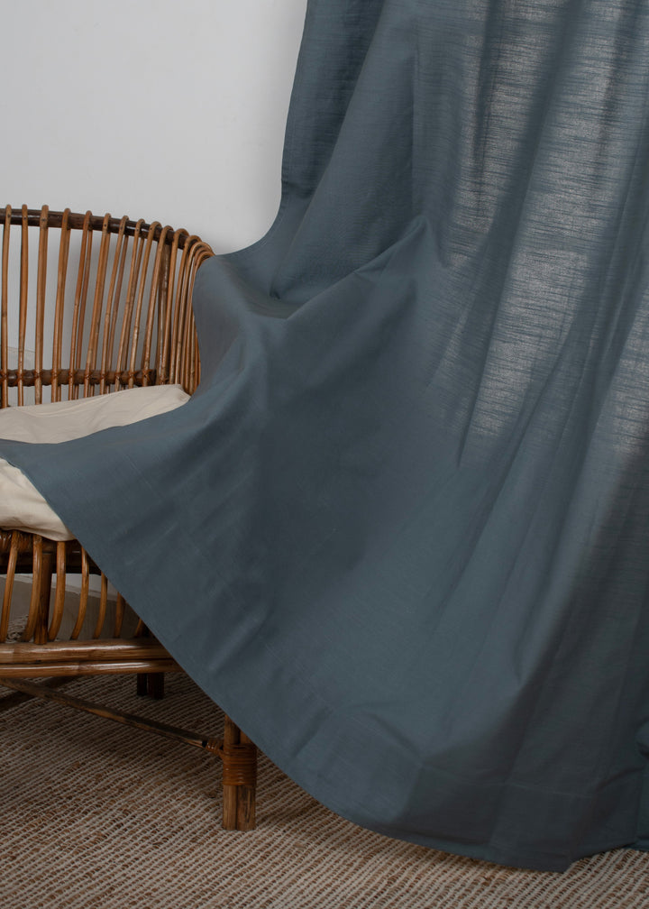 Solid Mist Blue 100% cotton curtain for Living room and bedroom - Room darkening - Single Piece | SHOBITAM