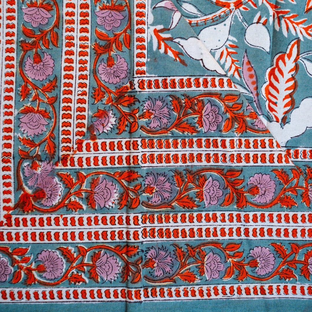 Eden 6 Seater Dining Table Cover, Hand Block Print, 100% Cotton, 60" x 90"