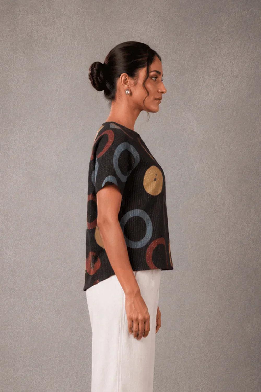 Black Ring Ajrakh Top | SHOBITAM