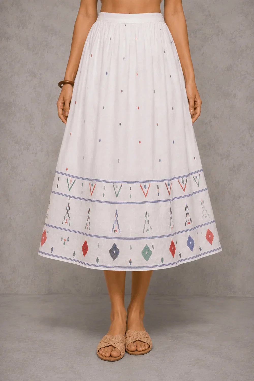 Mosaic White Jamdani Skord | SHOBITAM