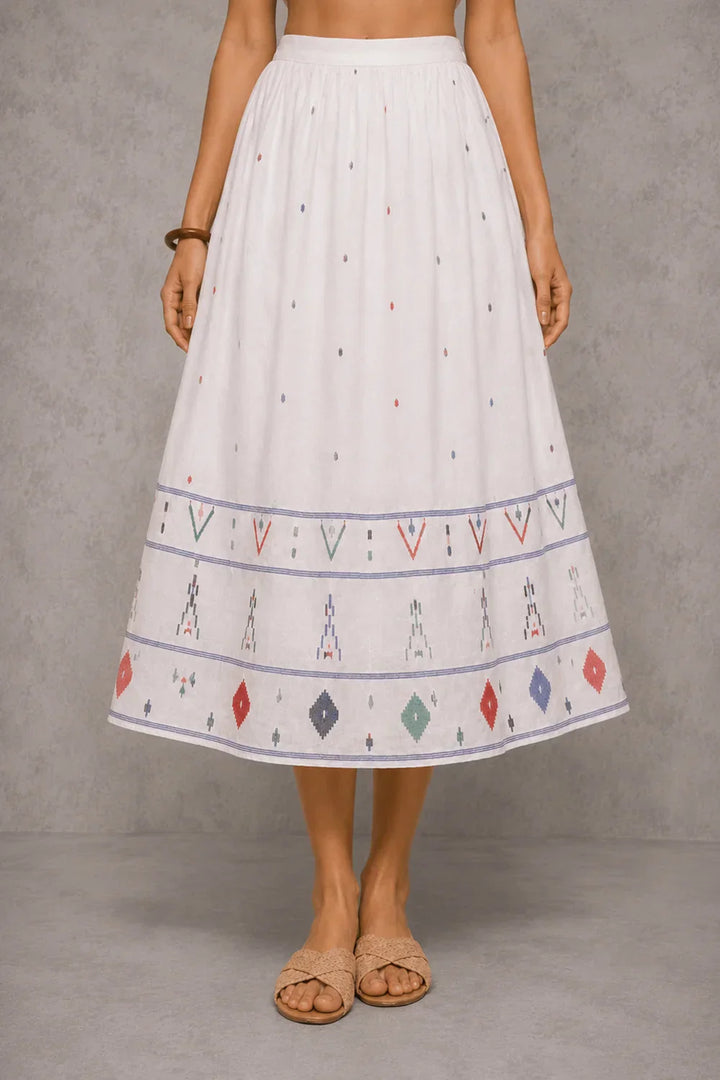 Mosaic White Jamdani Skord | SHOBITAM