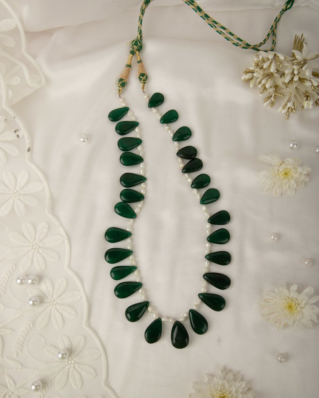 Shweta Hari – Green Onyx Pearl Mala | SHOBITAM