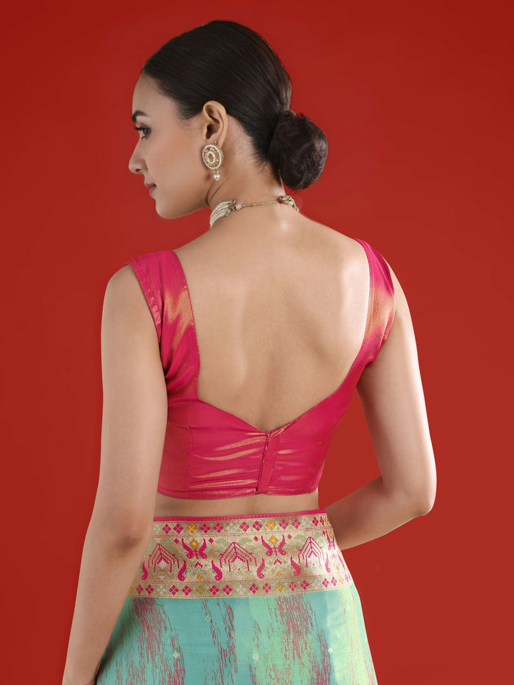 Sky blue Color Semi Banarasi Tissue Silk Paithani Woven Saree | SHOBITAM