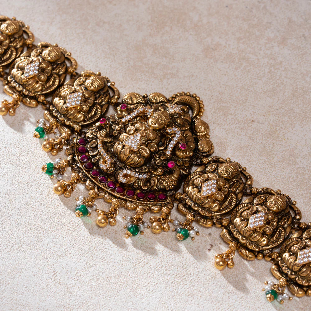 Pure 92.5 Silver, Gold Plated Saraswati Oddiyanam/Hip Belts.