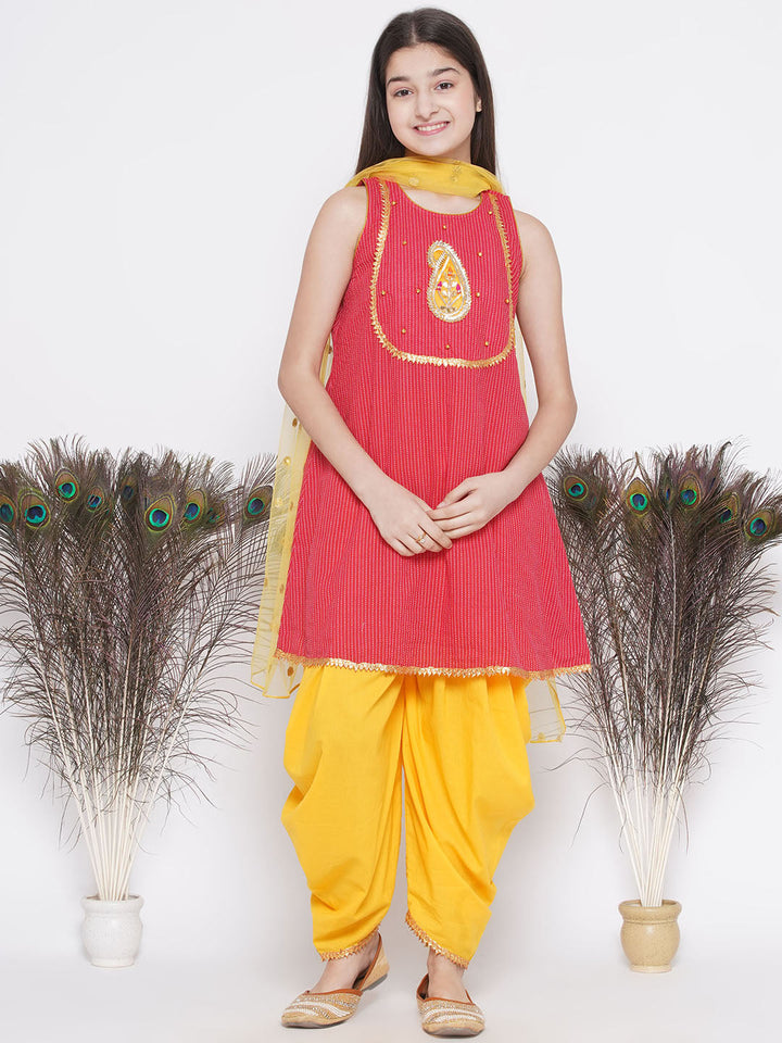 Jaipuri work Frock Style Kurta with Ghungroo and ambi buti-work with salwar | SHOBITAM