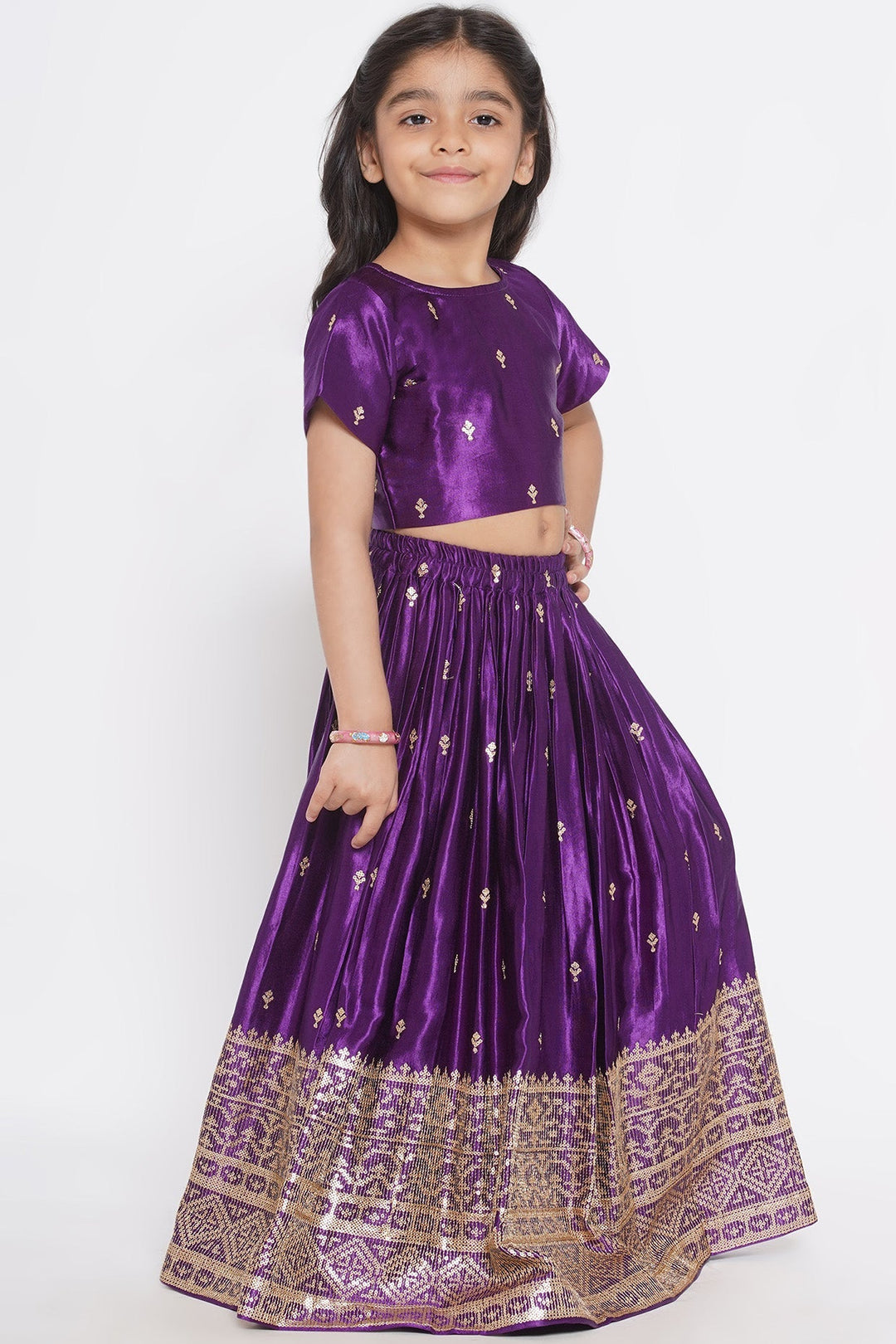 Silk Blouse with Lehenga and Dupatta with Sequins Work | SHOBITAM