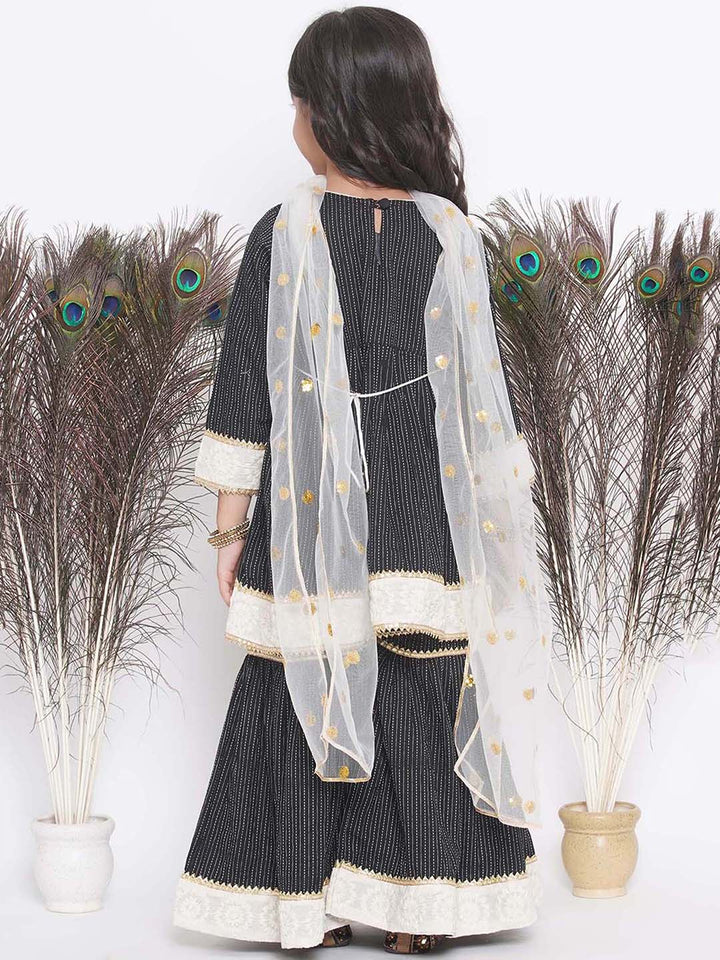 Frock Style Kurta with Floral Embroidery work and Sharara with Dupatta | SHOBITAM