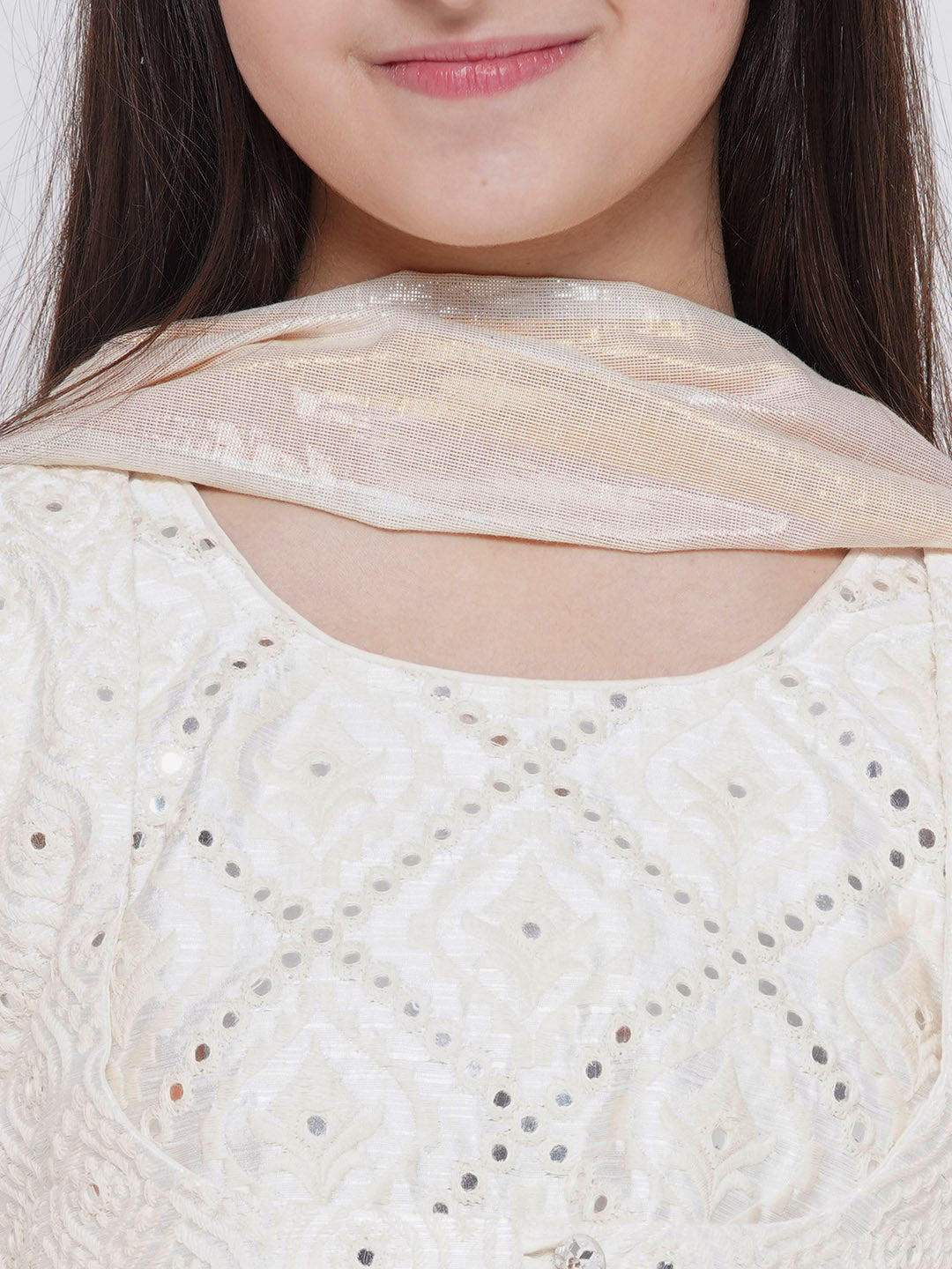 Frock style Kurta with Mirror work attached Jacket and Sharara with Dupatta | SHOBITAM