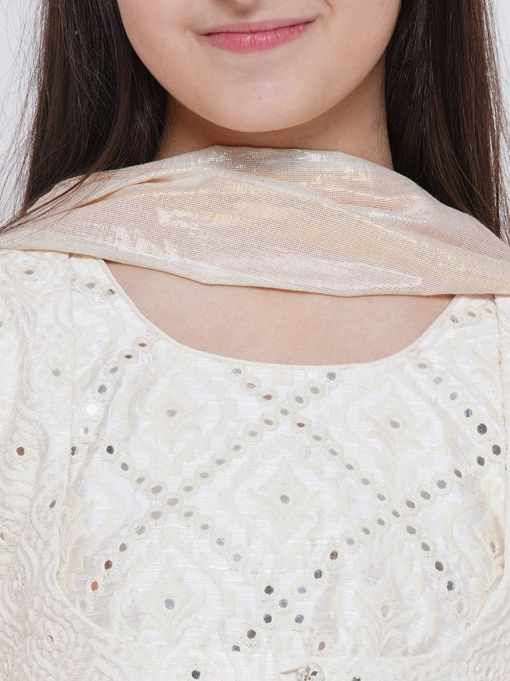 Frock style Kurta with Mirror work attached Jacket and Sharara with Dupatta | SHOBITAM