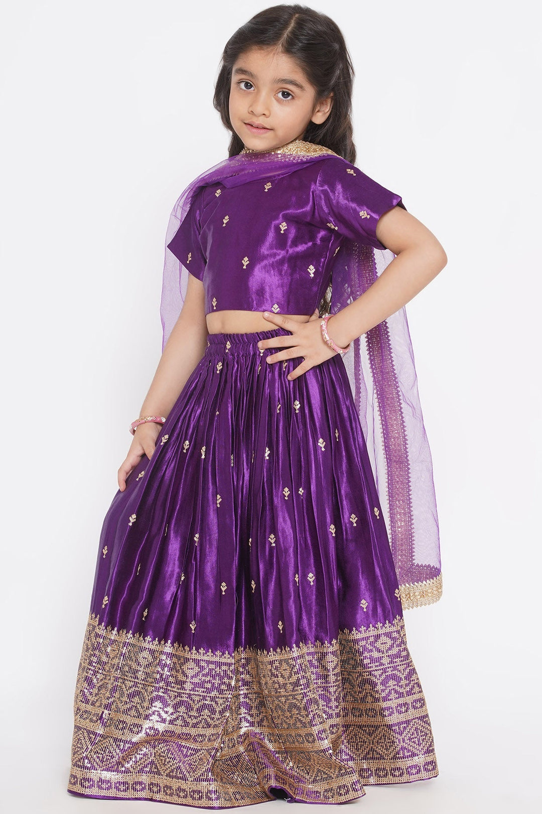 Silk Blouse with Lehenga and Dupatta with Sequins Work | SHOBITAM