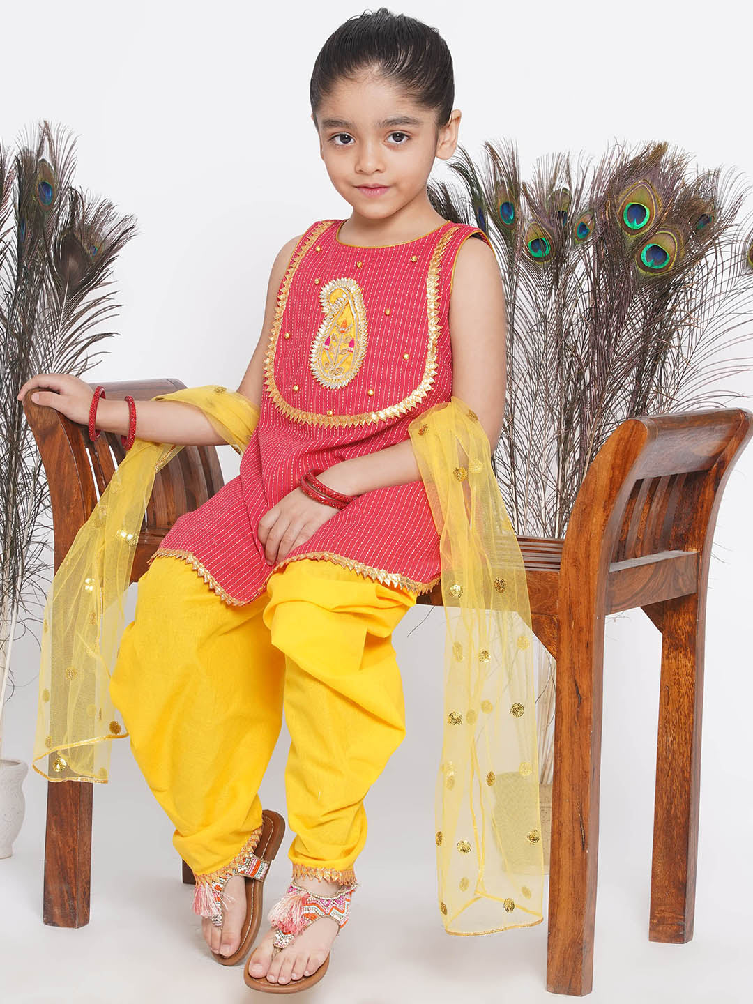 Jaipuri work Frock Style Kurta with Ghungroo and ambi buti-work with salwar | SHOBITAM
