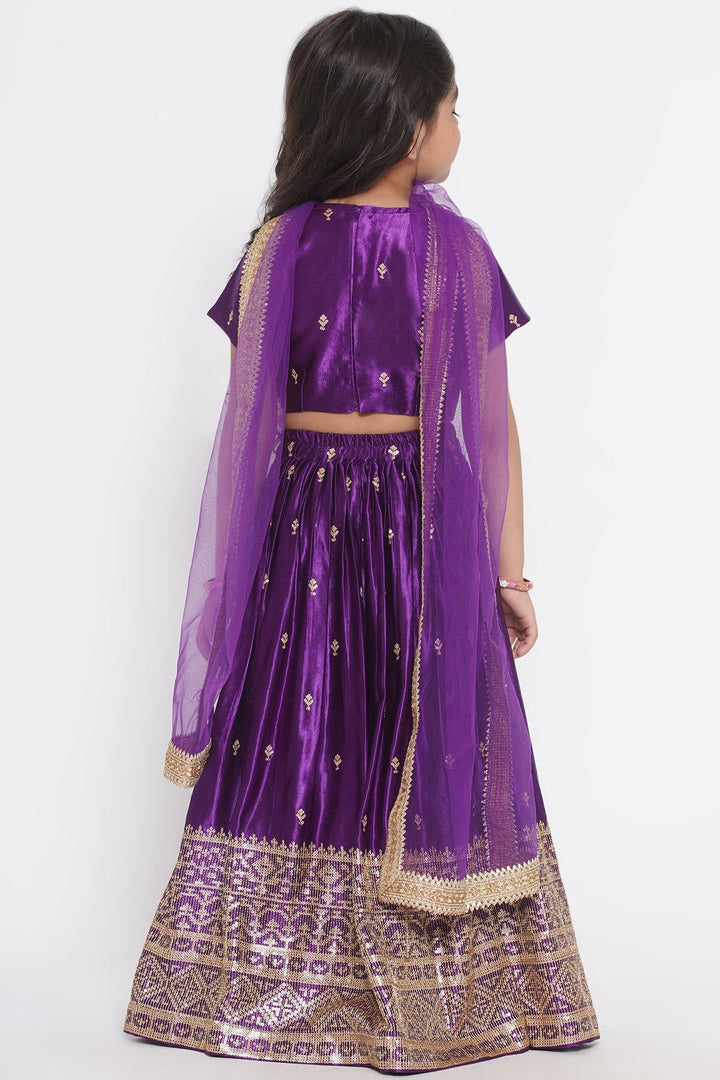 Silk Blouse with Lehenga and Dupatta with Sequins Work | SHOBITAM