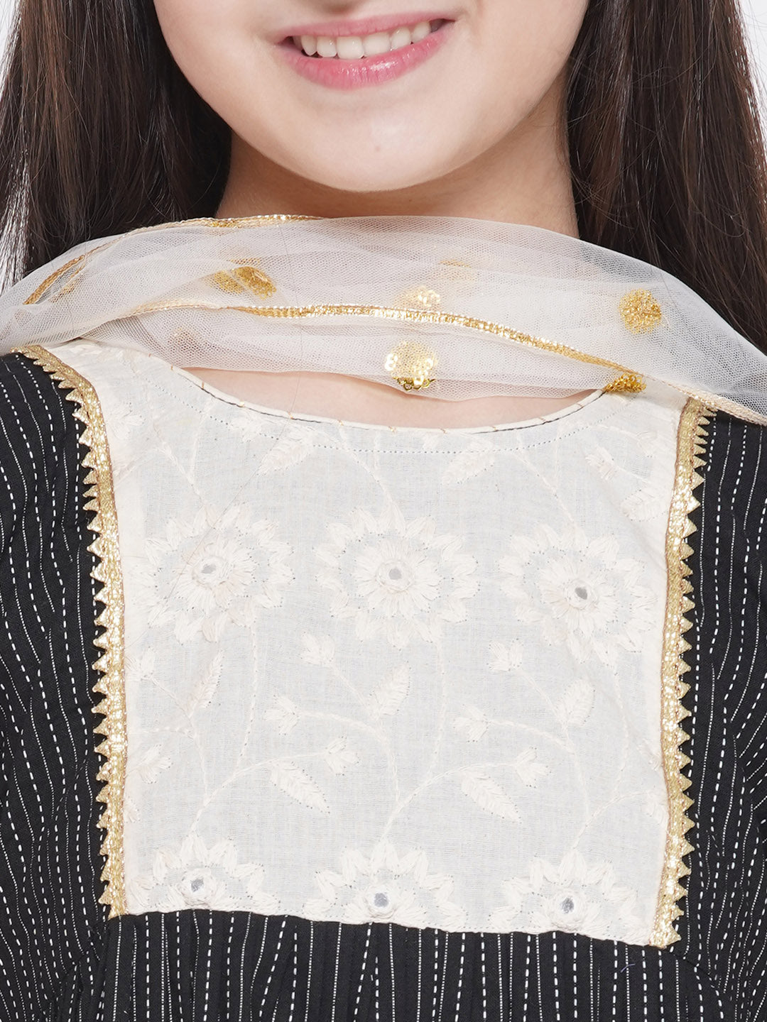 Frock Style Kurta with Floral Embroidery work and Sharara with Dupatta | SHOBITAM
