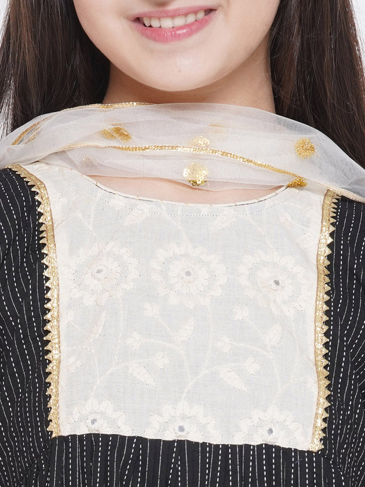 Frock Style Kurta with Floral Embroidery work and Sharara with Dupatta | SHOBITAM