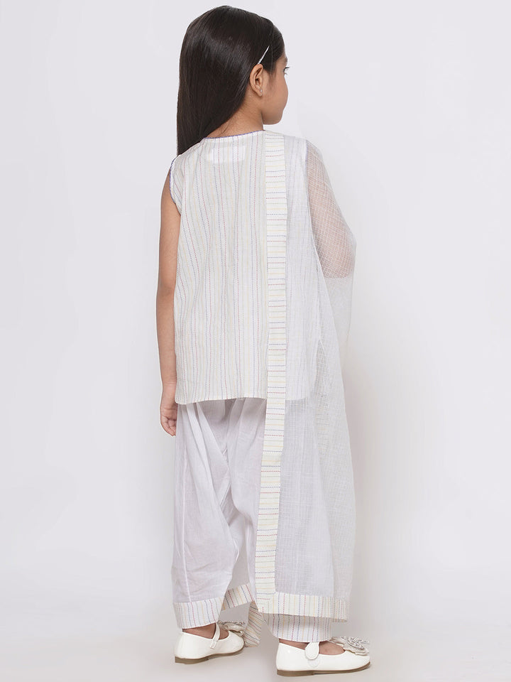 Short Kurta with Tussel and Lace work with Patiala Salwar and Kota Doria Dupatta | SHOBITAM