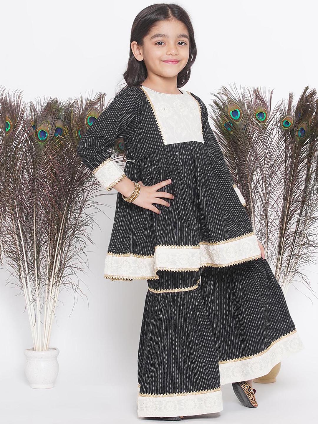 Frock Style Kurta with Floral Embroidery work and Sharara with Dupatta | SHOBITAM